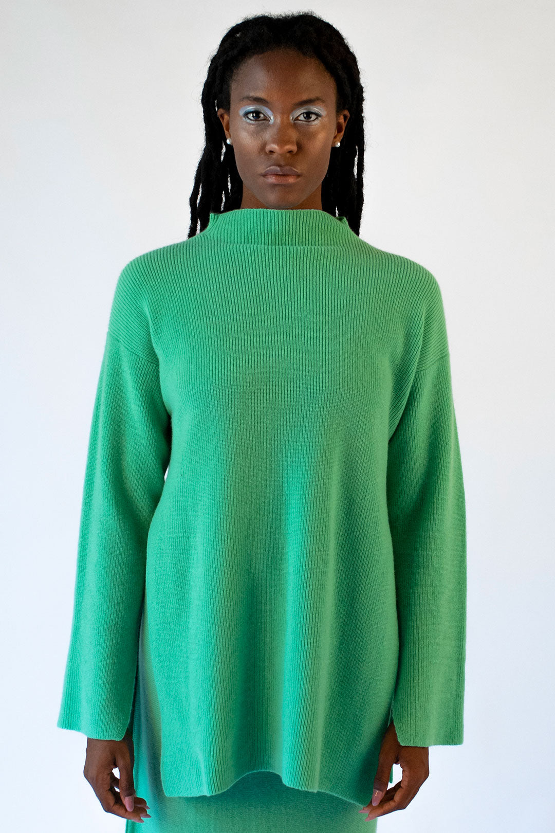 Manuela green crater neck sweater