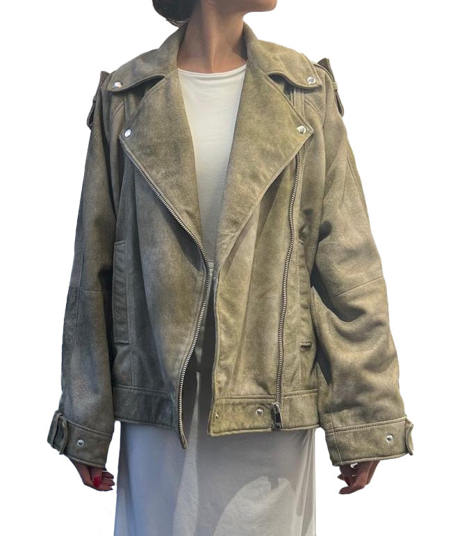 Beige Leather Jacket