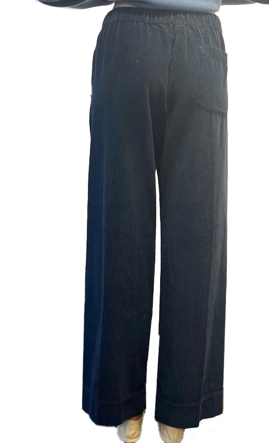 Pencil navy ribbed trousers