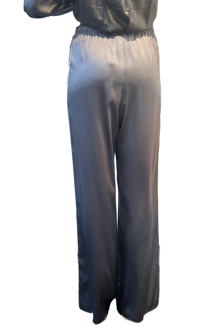 Gray silk satin trousers