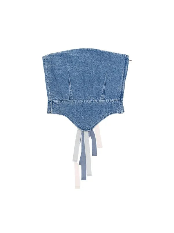 Denim bustier with laces