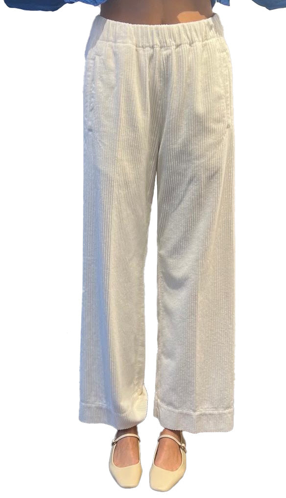 Pencil ivory ribbed trousers