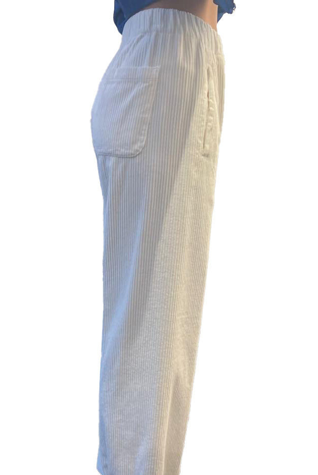 Pencil ivory ribbed trousers