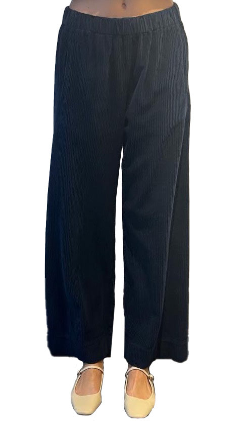 Pencil navy ribbed trousers