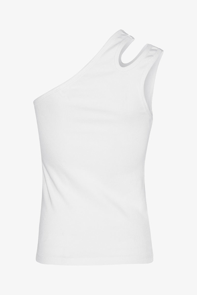 White one-shoulder top