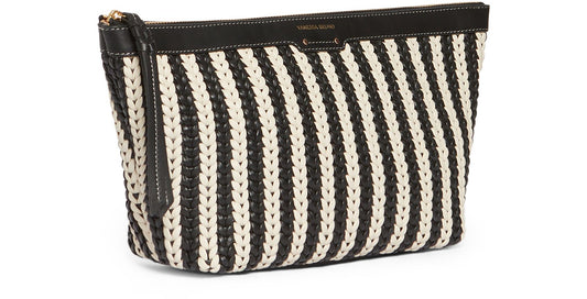 Woven leather clutch