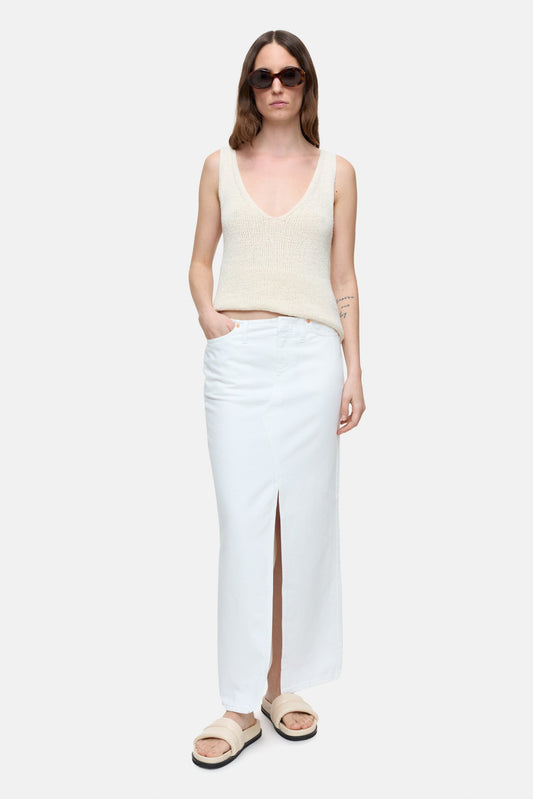 Long white 5 pocket skirt