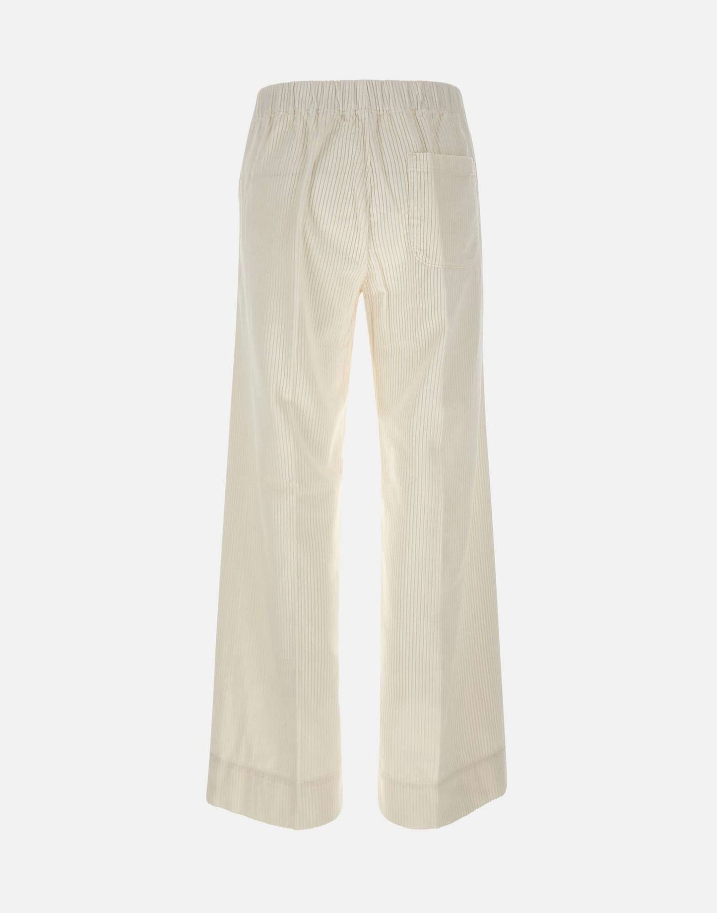 Pencil ivory ribbed trousers