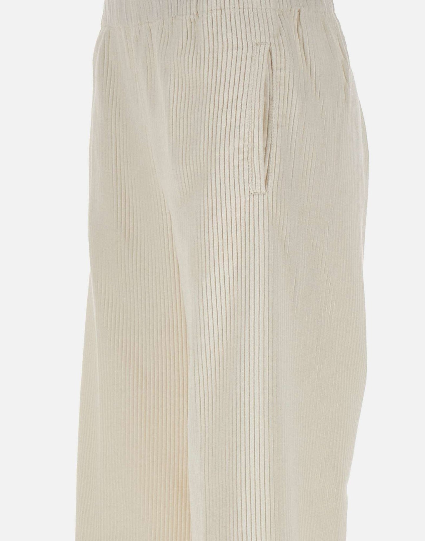 Pencil ivory ribbed trousers