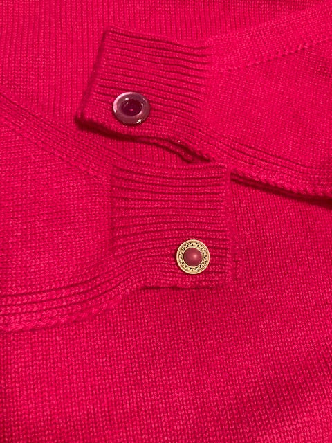 Fuchsia turtleneck sweater with Chiara jewel buttons