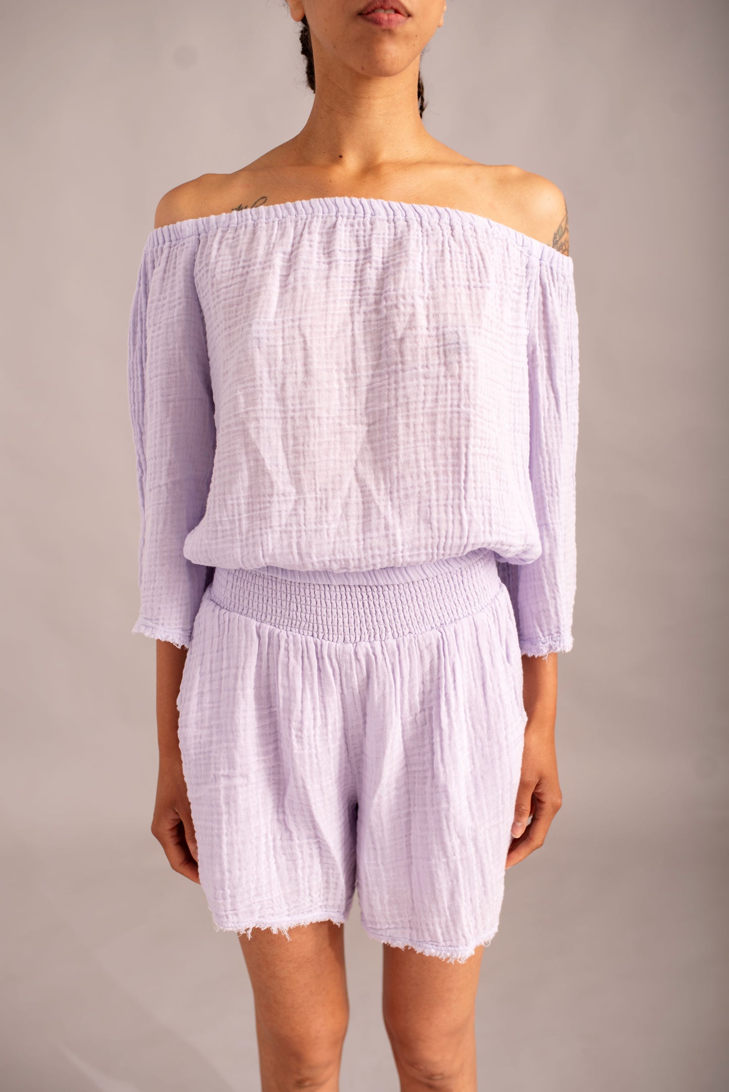 Sia amethyst shorts in cotton gauze