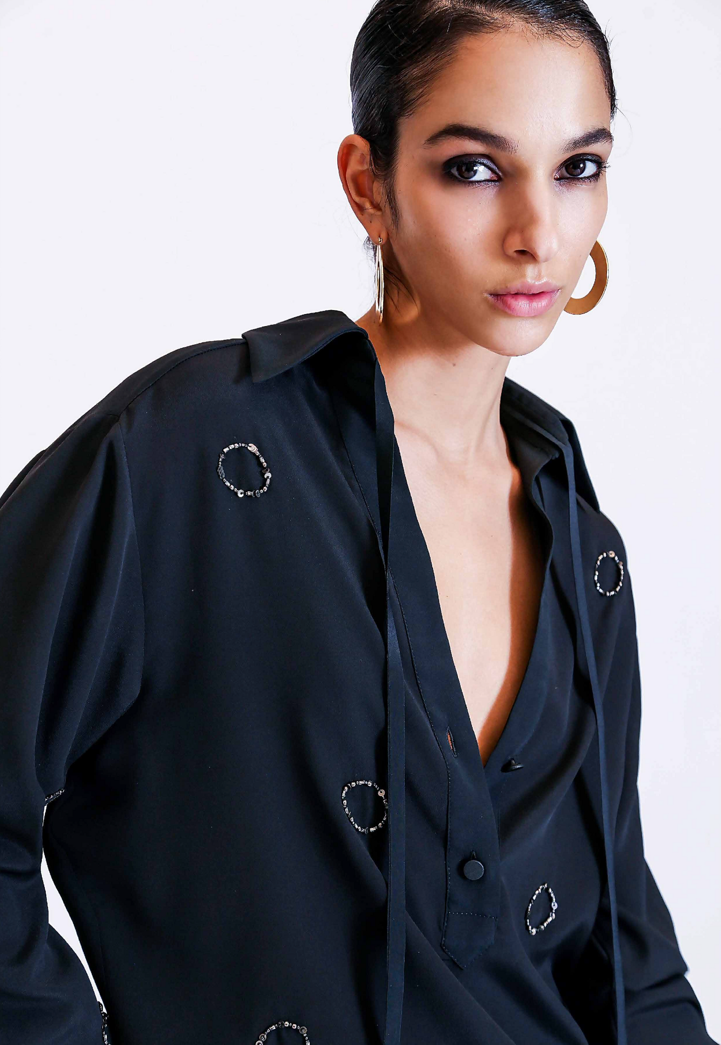 Embroidered black shirt