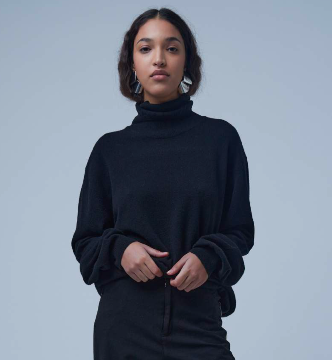 Black turtleneck sweater