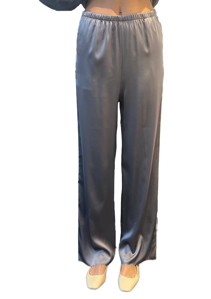 Gray silk satin trousers