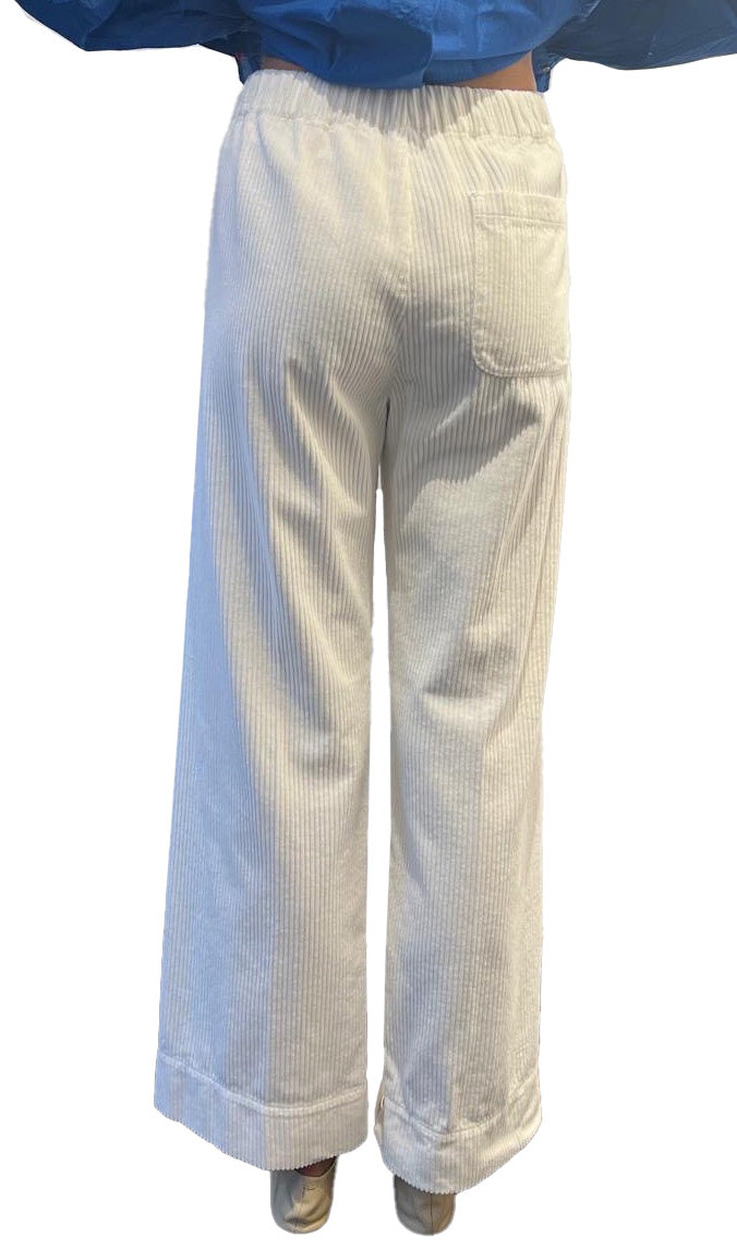 Pencil ivory ribbed trousers