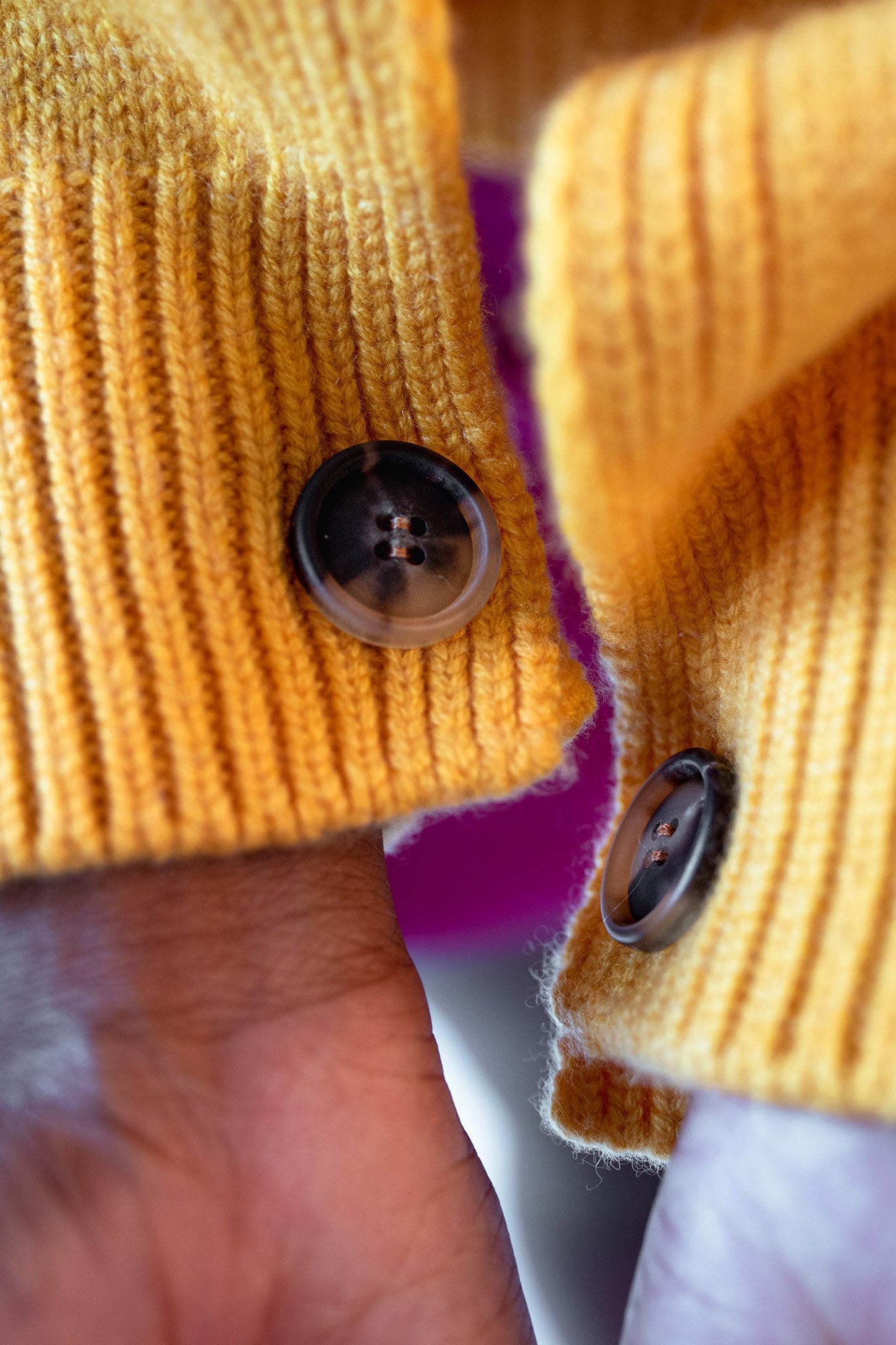 Yellow turtleneck sweater with Isabella jewel buttons