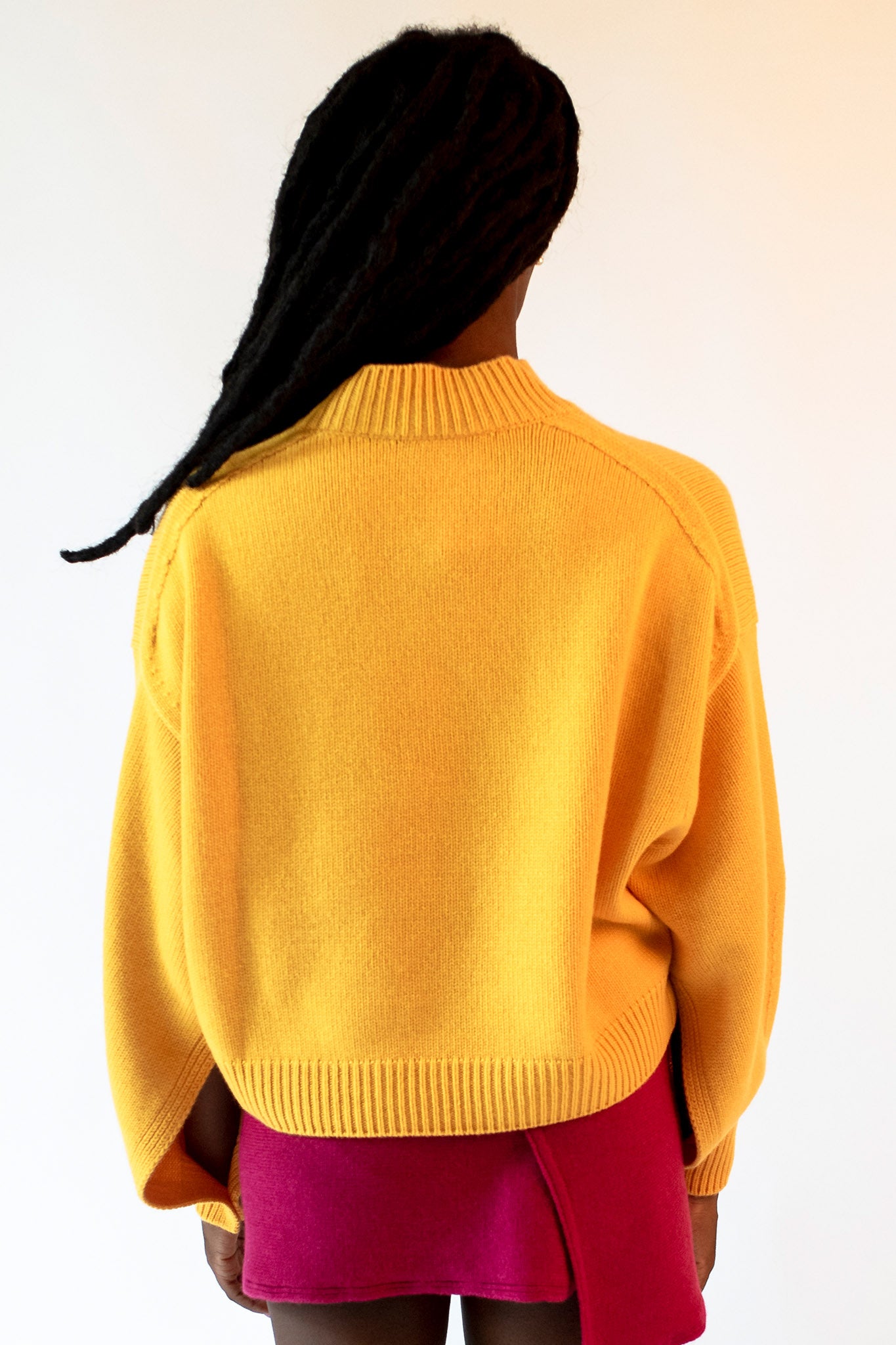 Yellow turtleneck sweater with Isabella jewel buttons