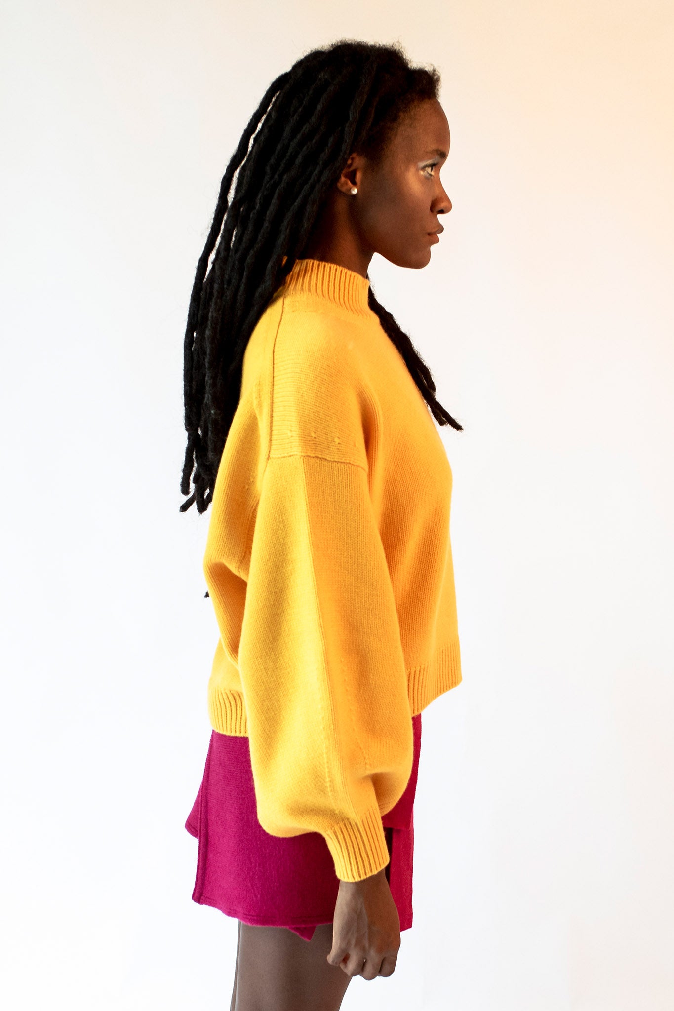 Yellow turtleneck sweater with Isabella jewel buttons