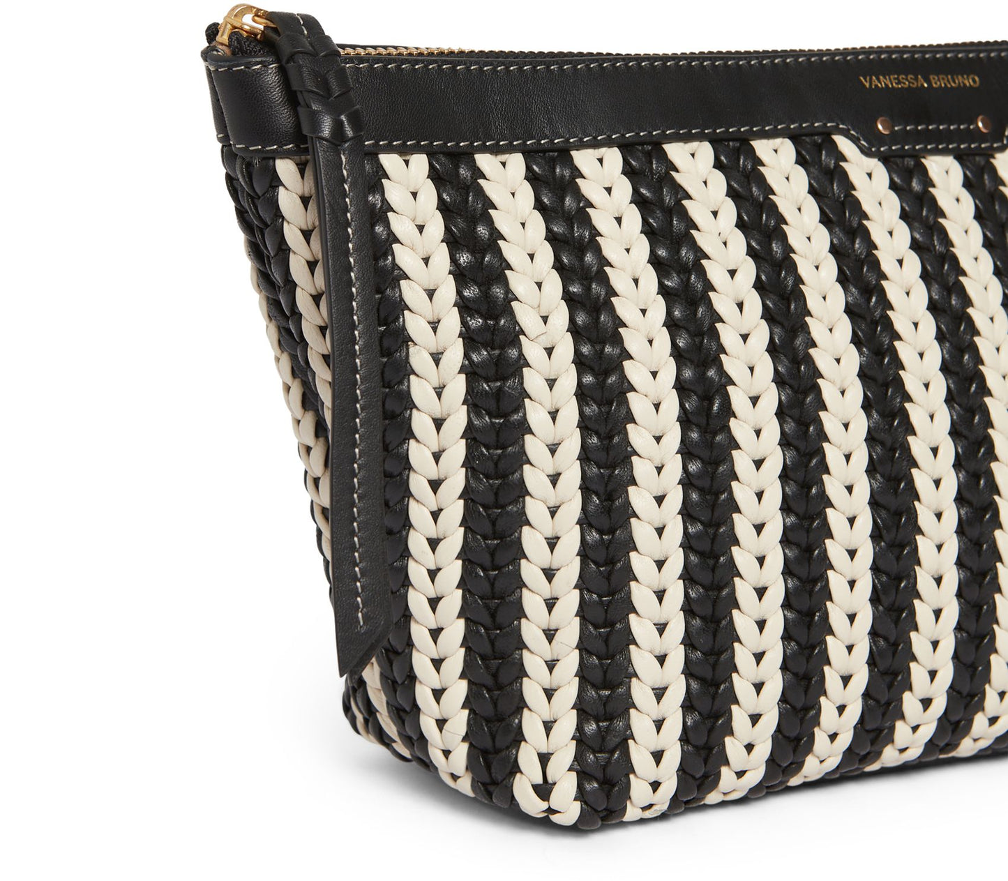 Woven leather clutch