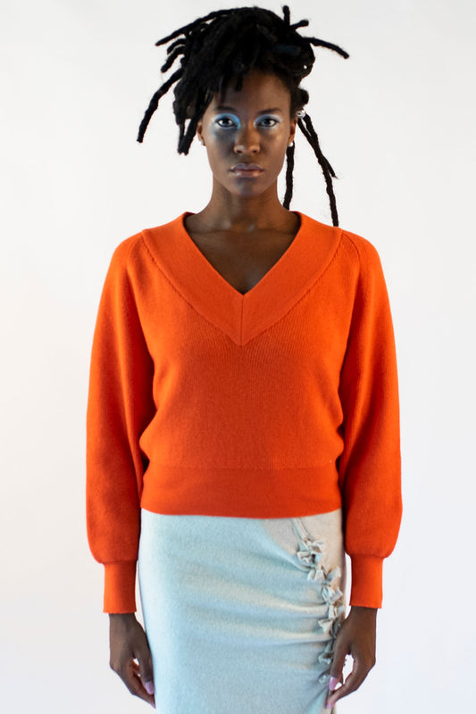 Francesca orange V-neck sweater