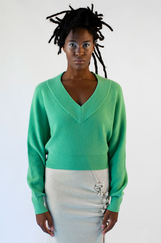 Francesca green V-neck sweater