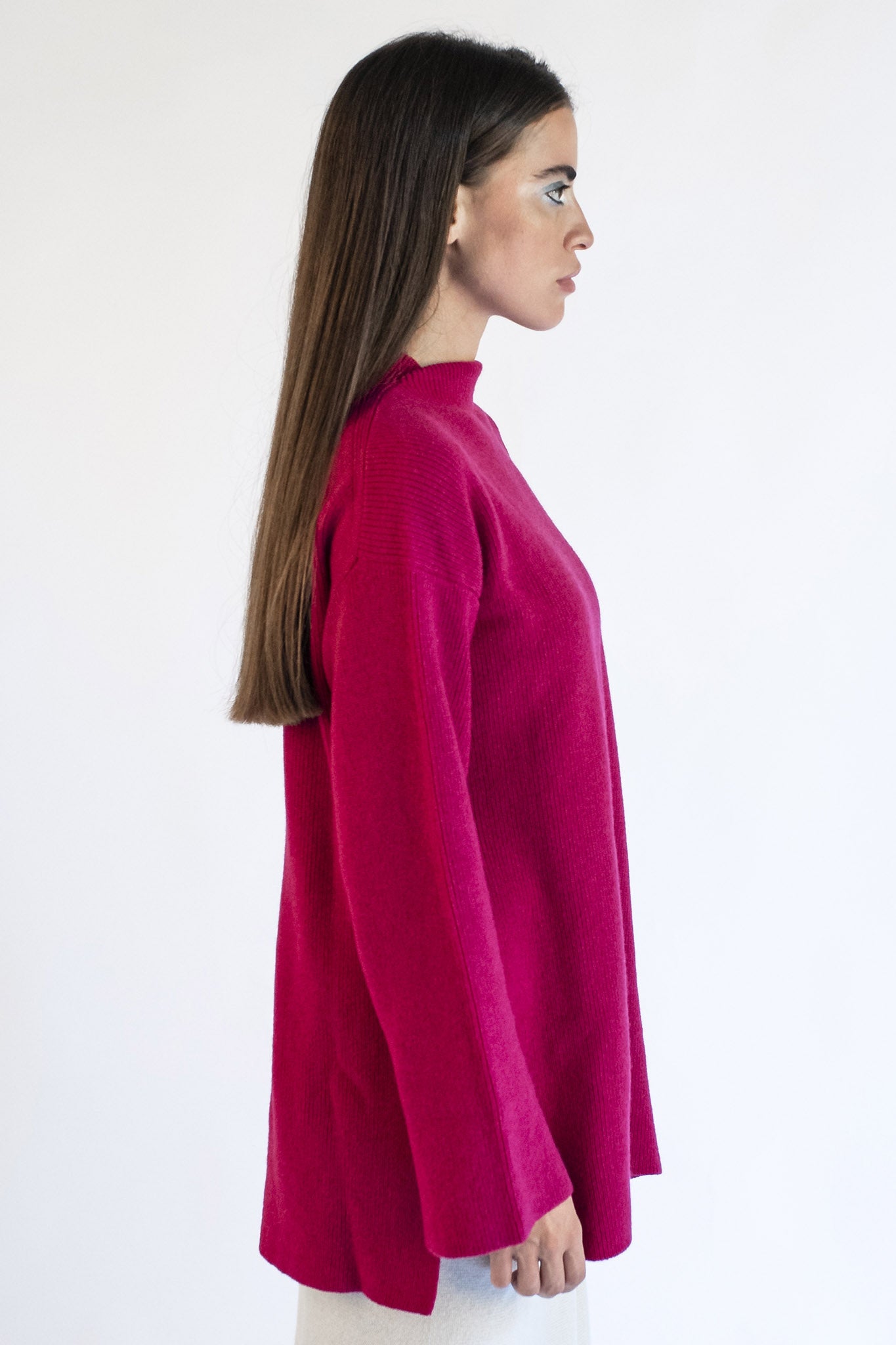 Manuela fuchsia crater neck sweater