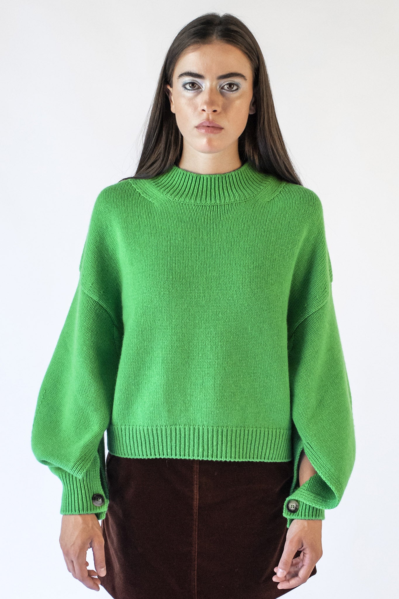 Green grass sweater with mock neck Isabella