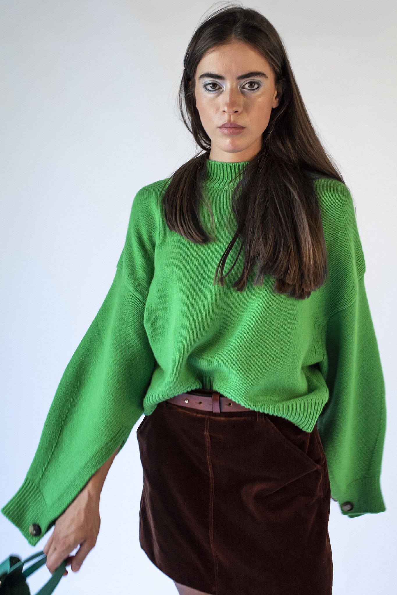 Green grass sweater with mock neck Isabella