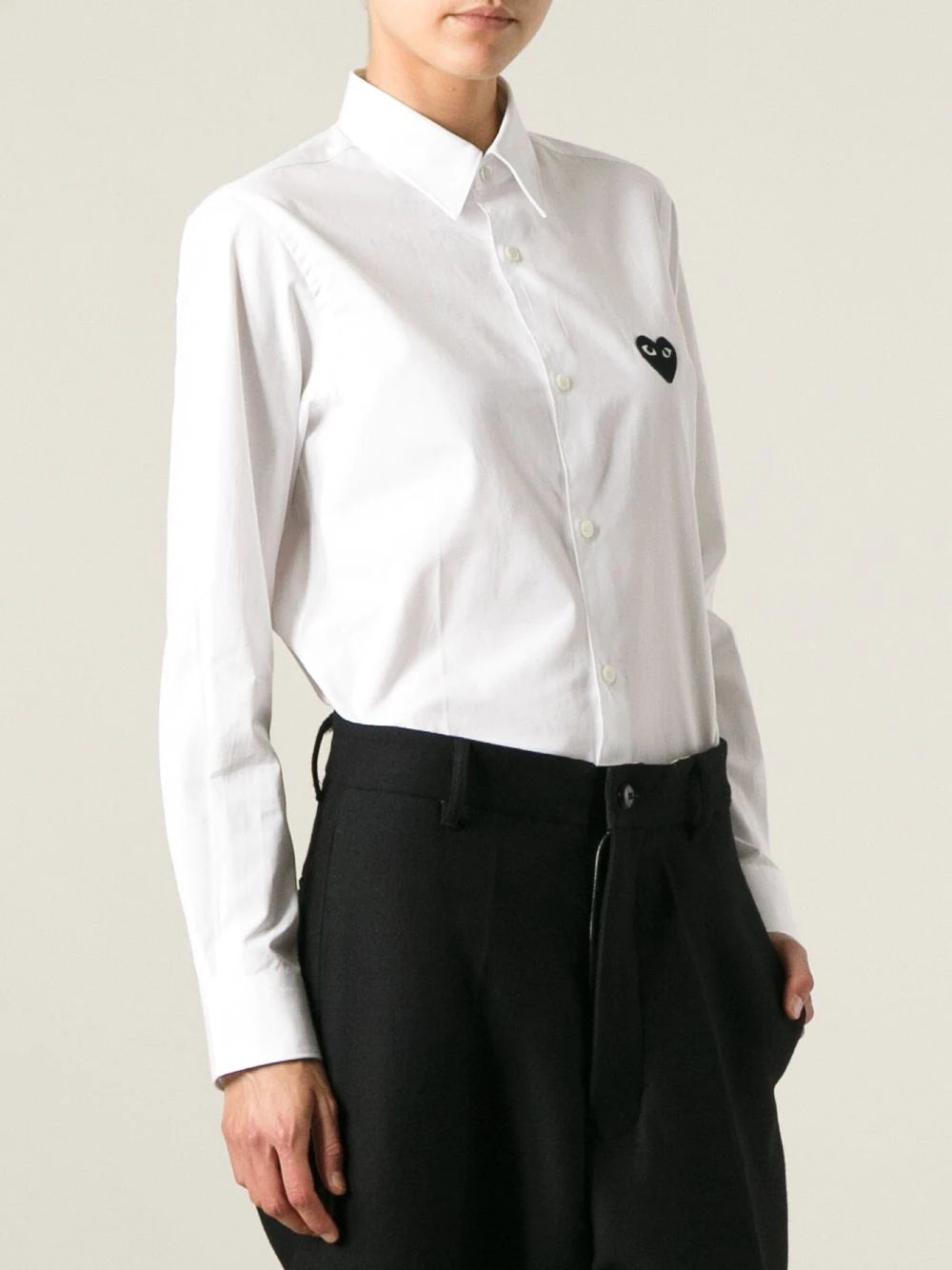 Woman black heart shirt in white
