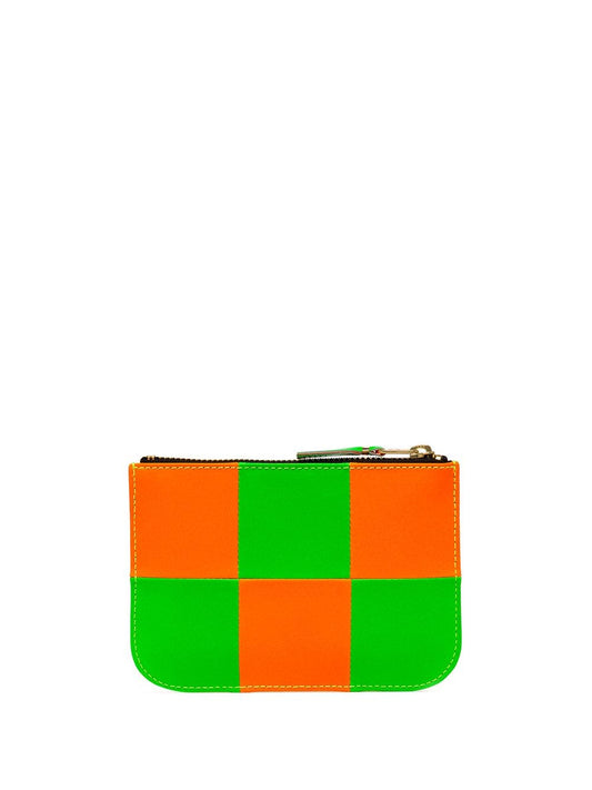Fluo Square zipped pouch- orange / green