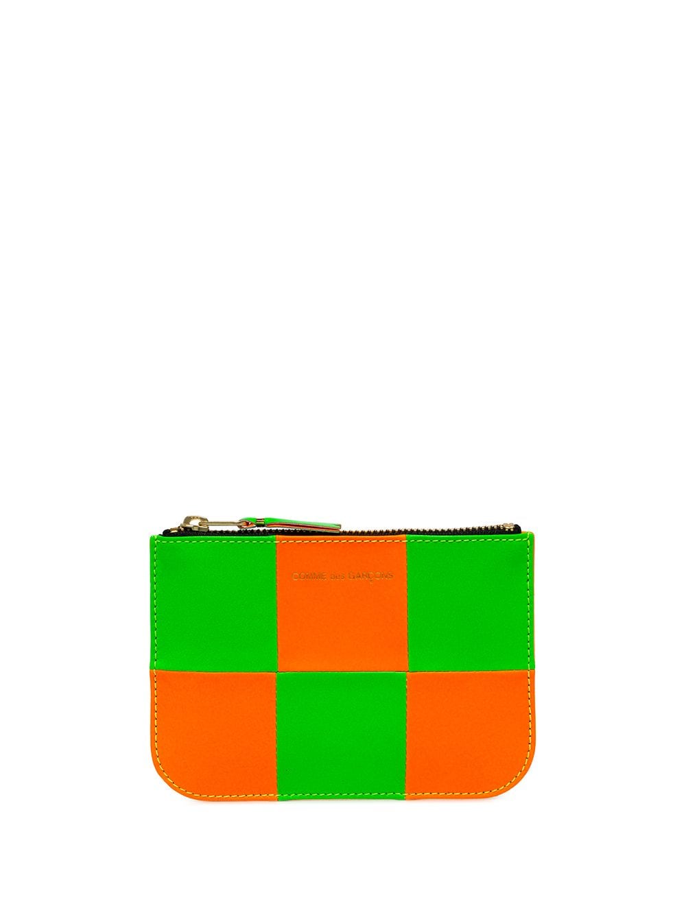 Fluo Square zipped pouch- orange / green