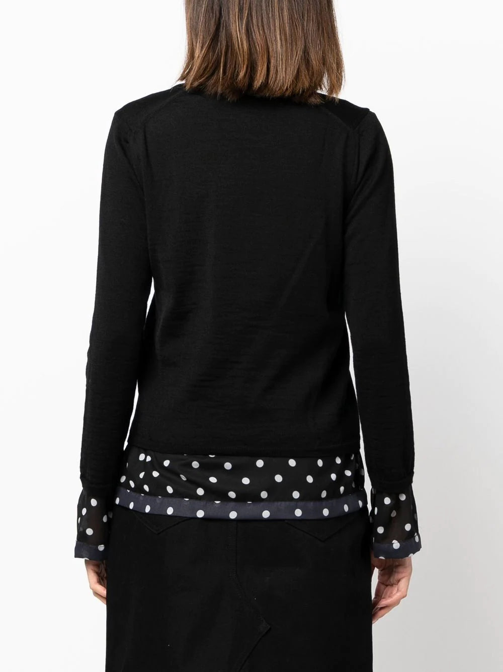 Black polka dot-print wool sweater