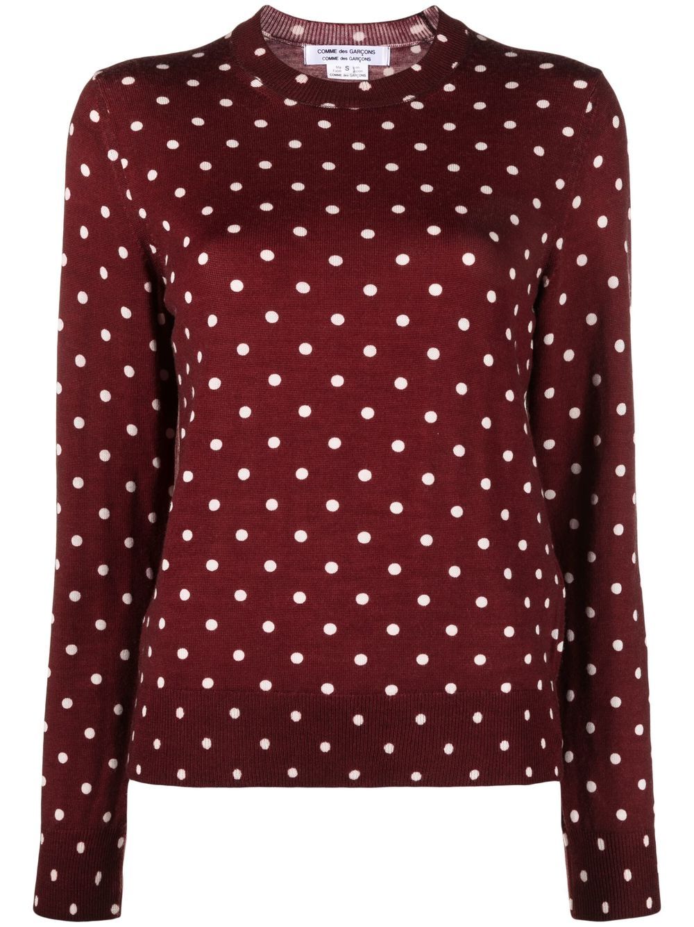 Maglia girocollo bordeaux a pois