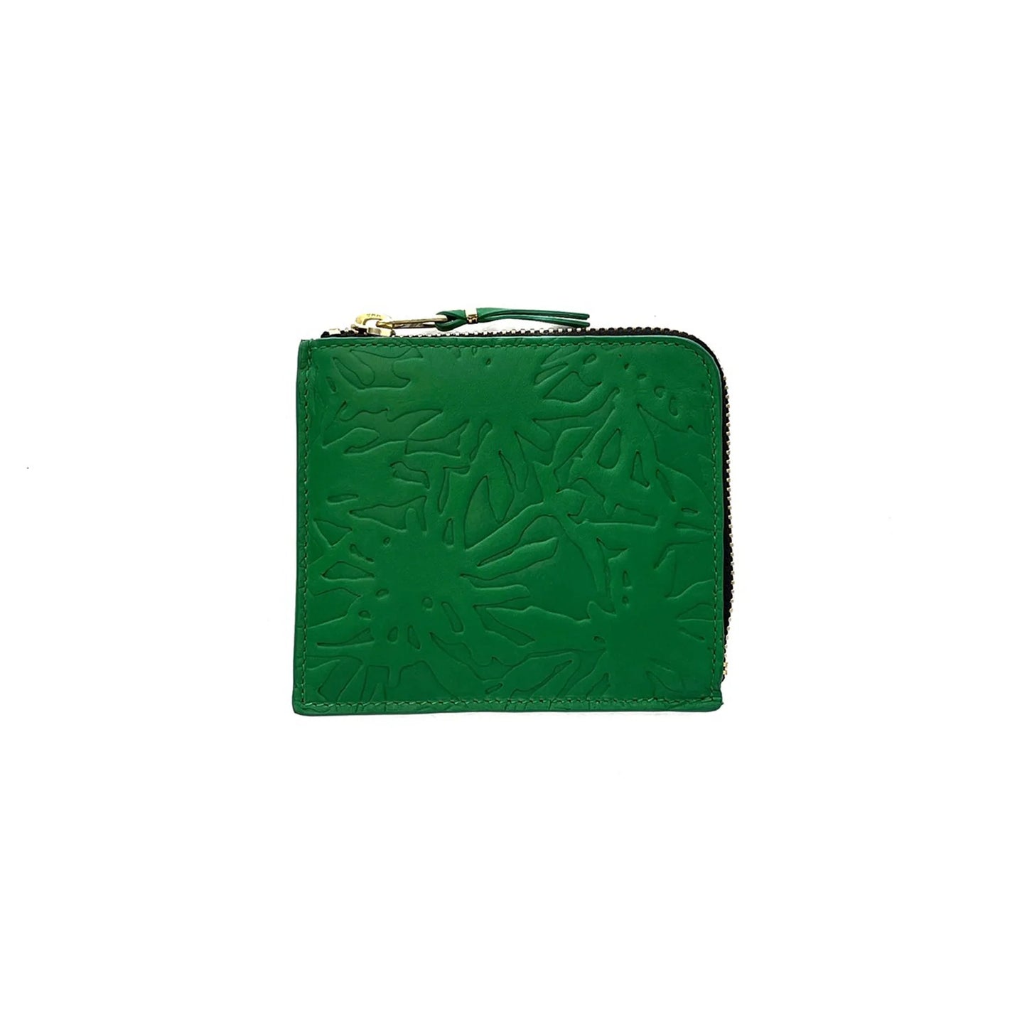 Embossed forest leather wallet in green