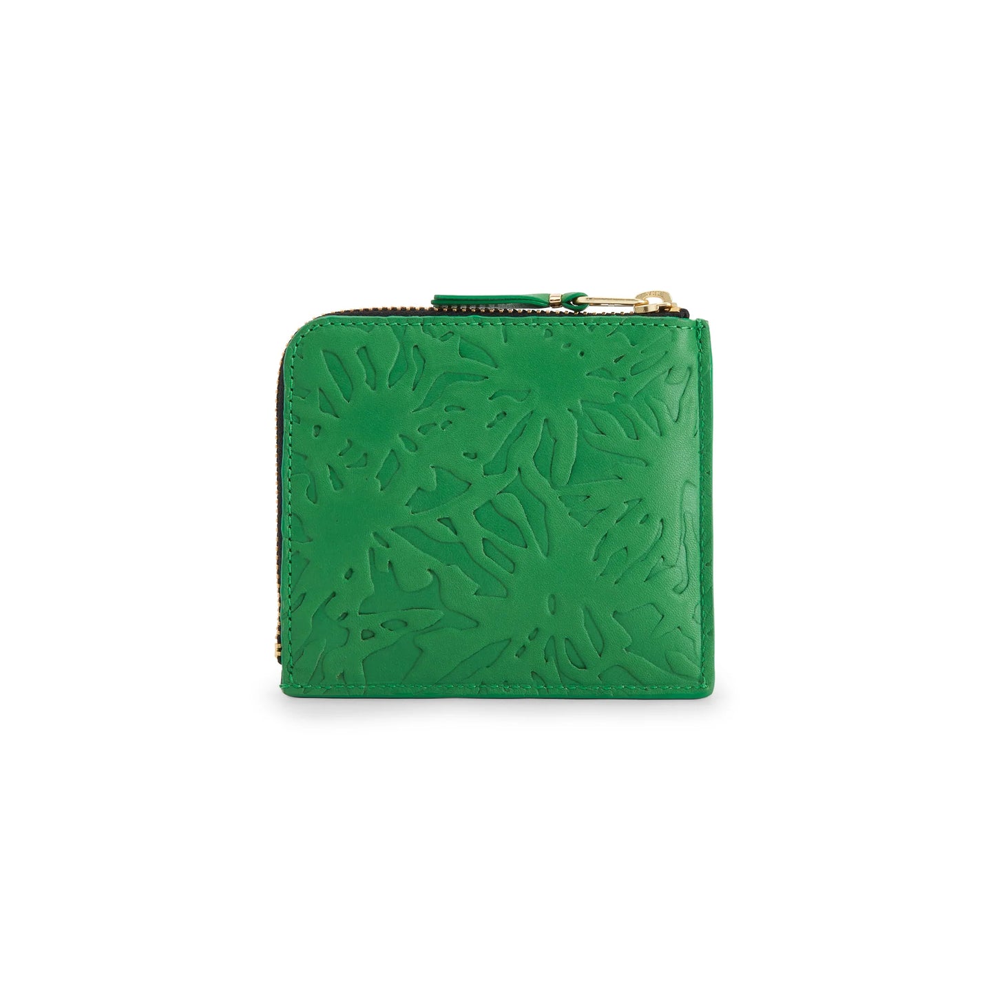 Embossed forest leather wallet in green