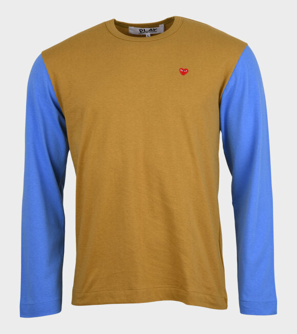 Color block long sleeve t_shirt in Olive/Blue