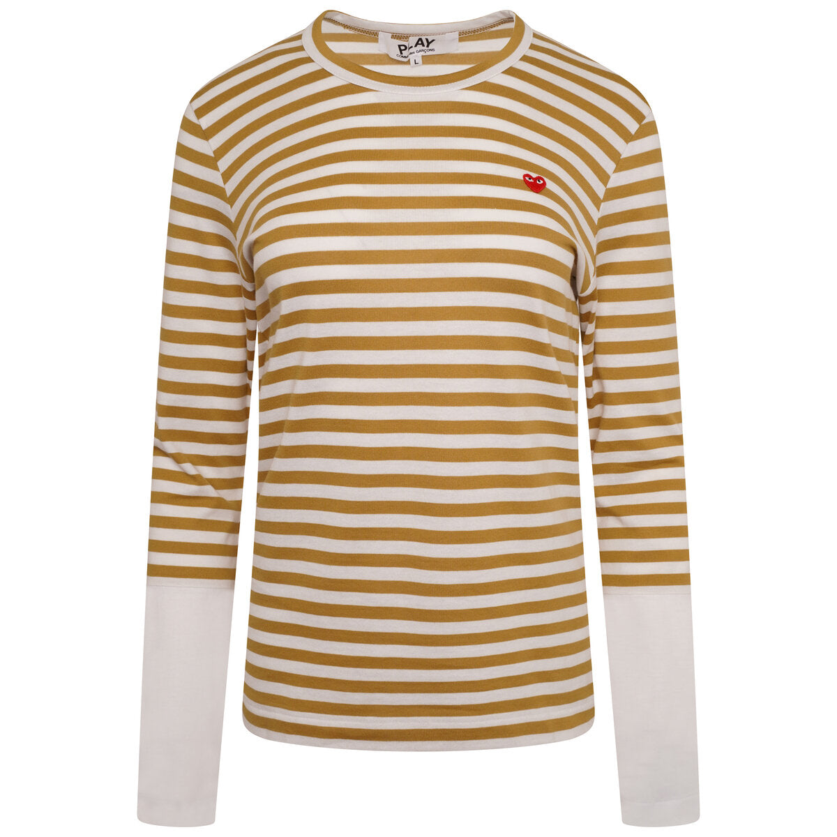 Striped Long Block Sleeve T-Shirt in Olive/White