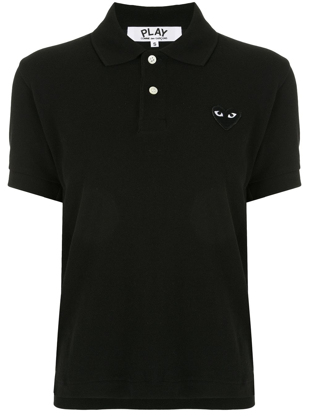 Black polo shirt logo-patch